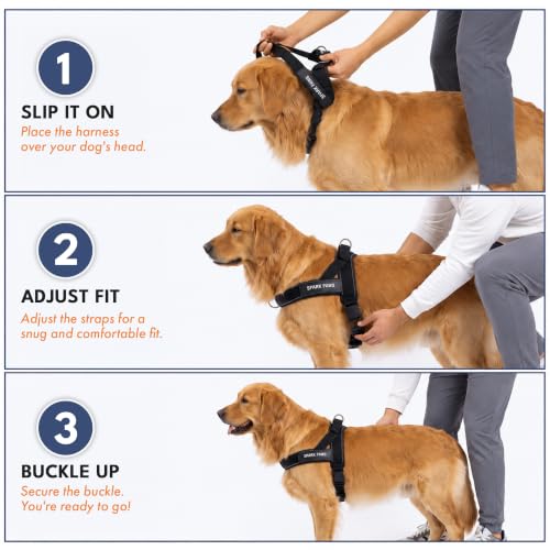Image of Spark Paws No Pull Front Clip Dog Harness - Easy On, Padded and Lightweight | Two Clips, On in Seconds, Chest Bearing, Australian Style, No Throat Pressure, for Small Medium and Large Breeds