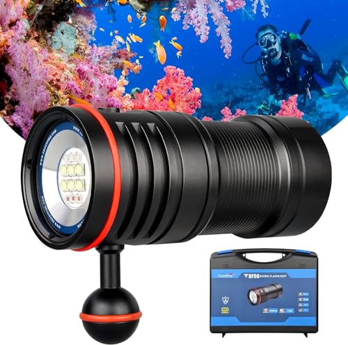 TrustFire DF50 Torcia Subacquea da 6500 Lumen per Immersione, LED Torcia Subacquea Ricaricabile, Porta di ricarica USB C integrata Torcia Impermeabile Super luminosa TrustFire DF50 Torcia Subacquea da 6500 Lumen per Immersione, LED Torcia Subacquea Ricaricabile, Porta di ricarica USB C integrata Torcia Impermeabile Super luminosa