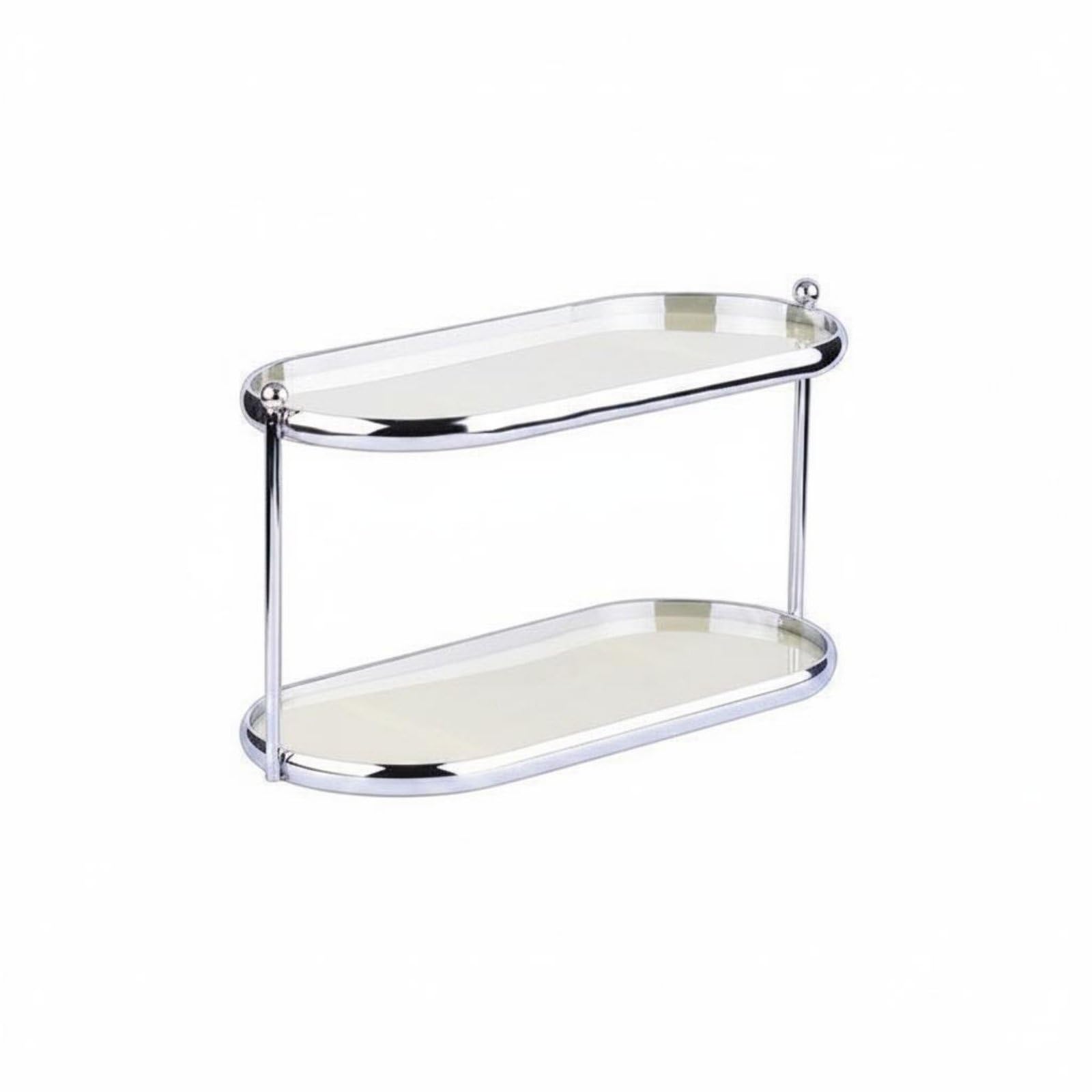 Organizer Cosmetici Portatrucchi Scaffale Acrilico Espositore Profumi Porta Oggetti Quotidiani con Struttura a Gradini Ordine E Pulizia per Bagno, Argento E Crema, Due Ripiani