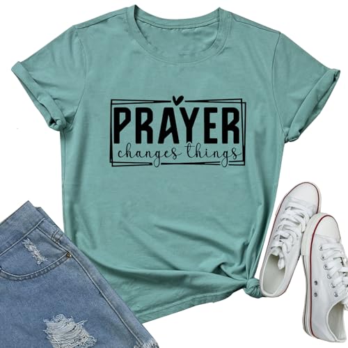 LOOKFACE Women Crewneck Prayer Graphic Soft Cute T-Shirts