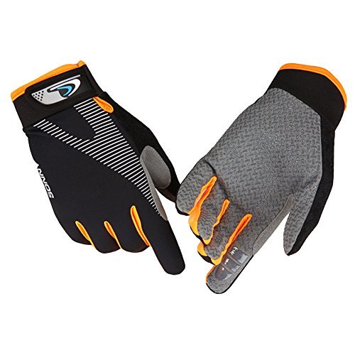 YHT Cycling Gloves Touchscreen Ultimate Frisbee Gloves Non-Slip Flexible Thin Workout Gloves for Men Women (Orange,S)