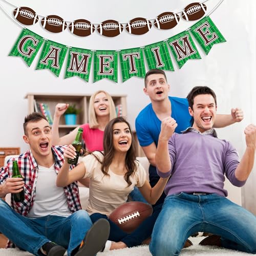 Image of OHOME Football Party Decorations - Football Banner for Super Games Bowl - Hanging Party Favors Supplies for Indoor Home | Football Accessories Decor Backdrop for Birthday Party