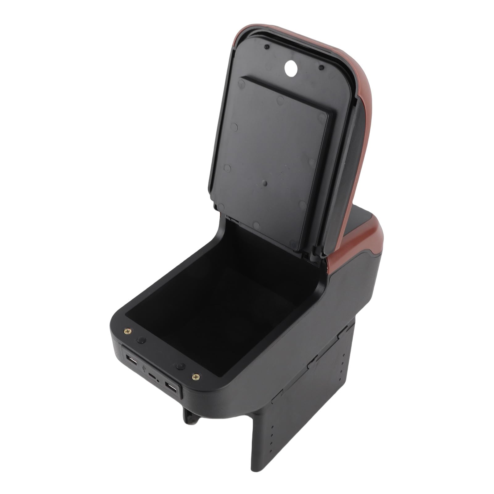Universal CAR Akrest Pudełko z 6 Portów ładowania USB Podwójna Warstwa Regulowana Organizator Konsoli środkowej do SUV Truck CAR Soft PU Skórzany materiał ABS 320x142x145 Mm (Brązowy)