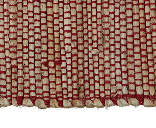 Image of The Home Talk Hand-Made Tablemat - Vintage Mats for Parties, Dining Table, Coasters - Decorative Placemats - 100% Jute Natural Fibers - Pack of 4 (13 x 19 Inches - Red)