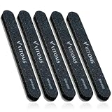 【プロネイリスト推薦】 VITOMS ビトムス ロングスポンジファイル 5本セット 200/4000 (収納ポーチ付き) 爪やすり 爪磨き バッファー ネイルケア ギフト プレゼント ロング/ブラック (光沢仕上げ)
