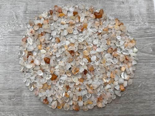 Golden Healer Quartz Chips – Natural Mini Golden Healer Quartz Stones, Crushed Undrilled Golden Healer Quartz, Semi-Tumbled Genuine Golden Healer Quartz (1/2 lb)