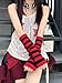 Y2k Striped Arm Warmers Long Fingerless Knitted Gloves Punk Gothic Alt Emo Scene Cool Winter Arm Sleeves Grunge Accessories (Gray,One Size)