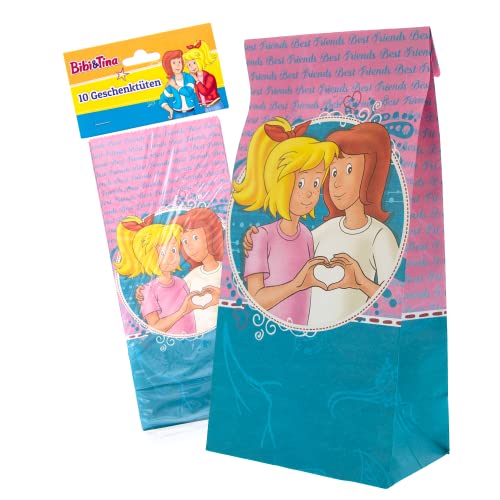 Party Factory `Bibi & Tina´ 10 Partytüten inklusive Sticker, 10x20x6cm, bunt, Papiertüten für Mitgebsel, Kindergeburtstag Cover