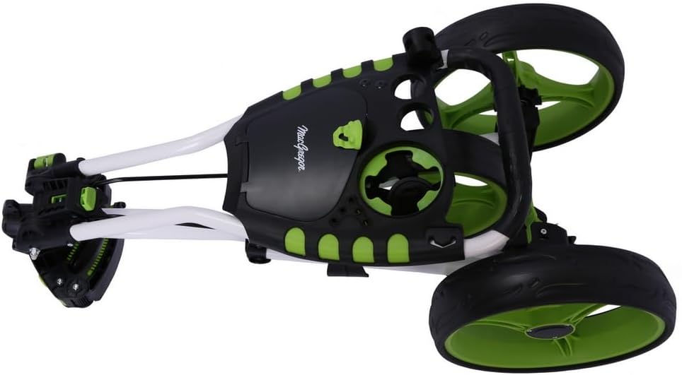 MacGregor Golf VIP 3 Wheel Golf Push Pull Cart - Foldable Lightweight Design with Foot Brake, Umbrella Holder and Drinks Holder