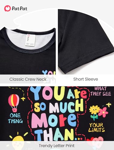 Image of PATPAT Girls Crewneck Short Sleeve Graphic Tees Animal Print Shirts Cute Summer Outfits 5-12 Years