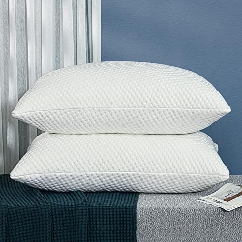 Molblly Standard Pillows Shredded Memory Foam Cooling Bed Pillows Set of 2 Pack Standard Size Pillows 20 x 26 in,Adjustable Loft Washable The Pillow for Side Back Stomach Sleeper Pillows for Sleeping