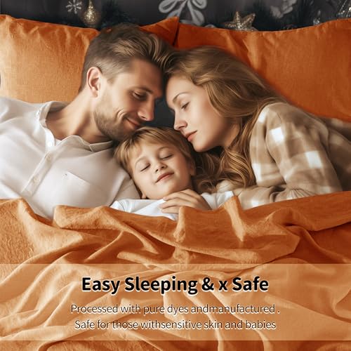 Image of LBRO2M 100% French Pure Linen Sheet Set 4Pcs, 16 inch Deep Pocket Queen Size