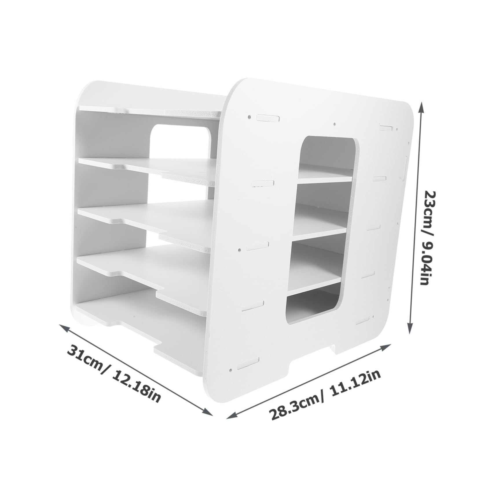 Stapelbarer A4-dokumentenorganizer, 5 Ebenen, Weiß | Holz Kunststoff Verbund, für Schreibtisch, Große Kapazität, Büroablage zur Dokumentenaufbewahrung