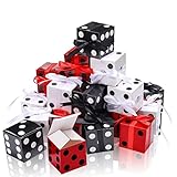 Ctosree 50 Pcs Dice Favor Boxes 2 x 2 x 2 Inch Casino Theme Party Decorations Game Night Decorations Red Black White Dice Gable Box Goodie Box with Ribbon for Game Night Decorations Birthday Supplies