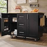 Mobile portaoggetti multifunzionale con ripiano regolabile, credenza cucina con cassetti e ruote bloccabili, design contemporaneo per soggiorno, cucina e sala da pranzo (nero+legno)