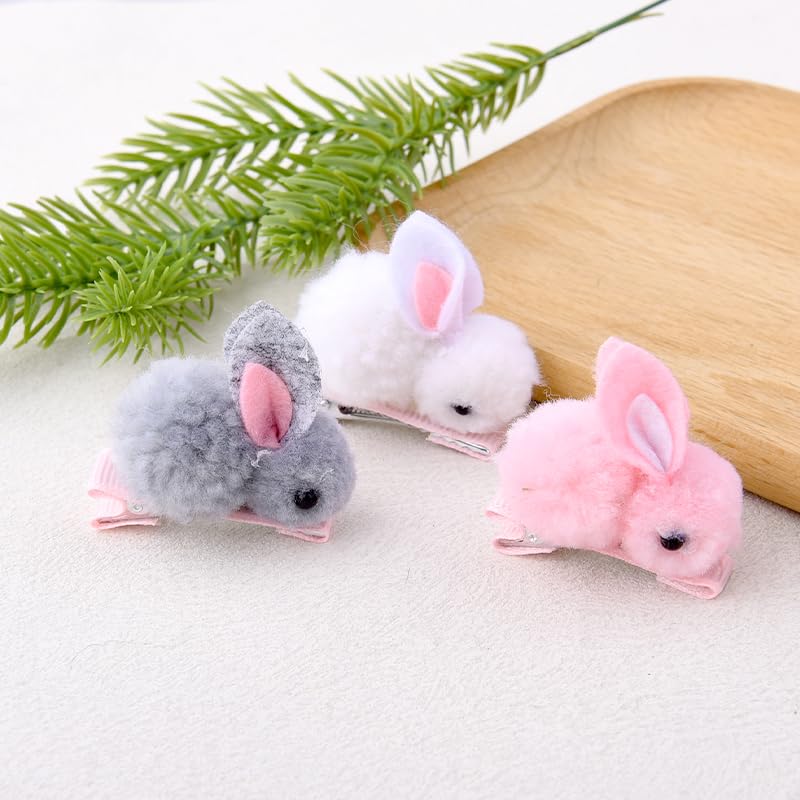 Pinzas de cabello conejito de Pascua peluche lindo accesorios para cabello 6 piezas miniatura 6