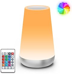 Auxmir Lampe de Chevet, Veilleuse d'allaitement Nuit, Veilleuse Bébé Tactile avec 13 Couleurs RGB, 2500mAh Rechargeable USB, Lampe de Chevet sans Fil Télécommande pour Chambre Eanfant Salon Camping