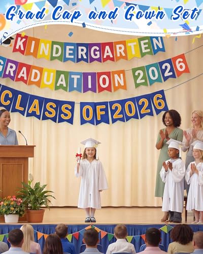 Image of Xuhal 6 Set Preschool Graduation Cap and Gown Set Kindergarten Grad Gowns Children Graduation Cap with 2026 Grad Tassel