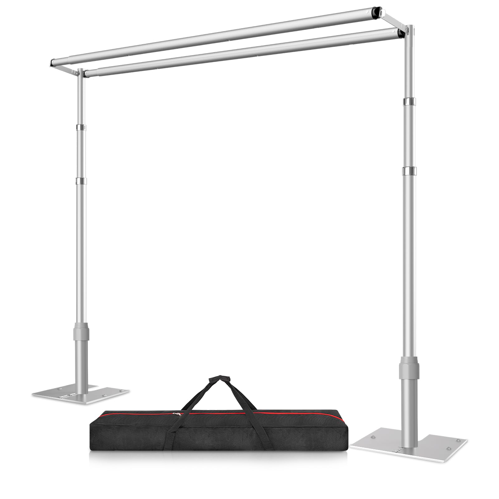 Photo 1 of ***MISSING PARTS***

12x10ft Double Crossbar Pipe and Drape Stand Kit, Heavy Duty Backdrop Stand Adjustable, Sturdy Metal Back Drop Decoration Frame with Flat Base for Parties, Wedding,Trade Shows, Photo Shoot