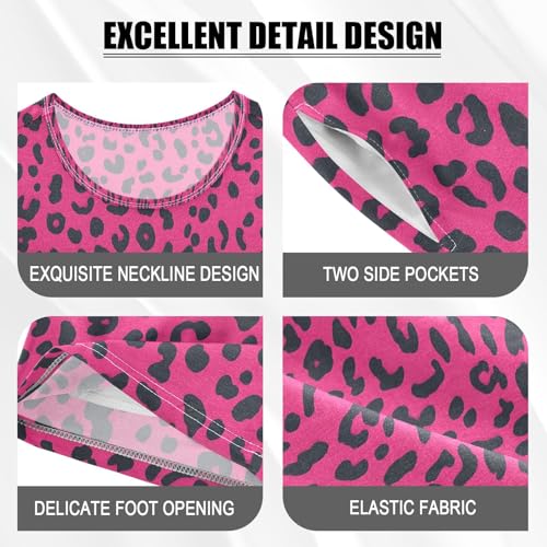 ALAZA Red Black Leopard Print Funny Pajamas Set Short Sleeve Cotton Sleepwear Summer Pjs 2 Piece 5-14Y4