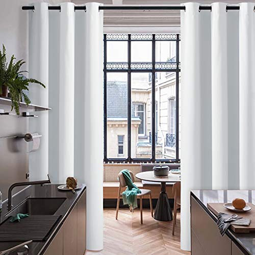 Image of RYB HOME White Curtains Room Seperating Divider Privacy Noice Dampening Windproof Drapes for Shared Bedroom Living Room Door Foyer Wall Divider, 1 Panel, W 5ft x L 7ft