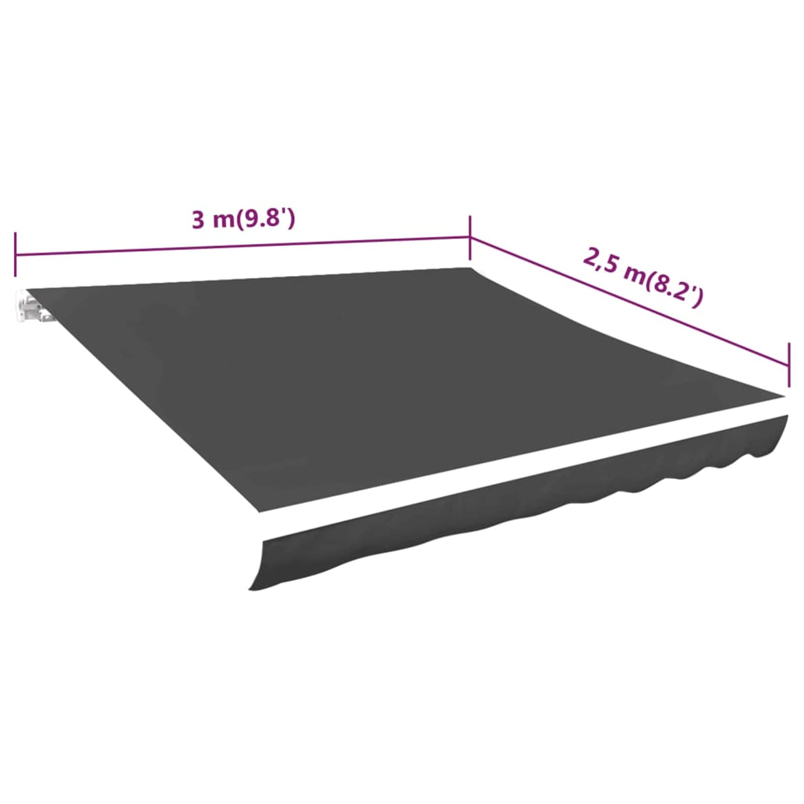Antracytowa markiza 300x250 cm, parasole przeciwsłoneczne i rolety na patio, parasol balkonowy, wiatrówka tarasowa