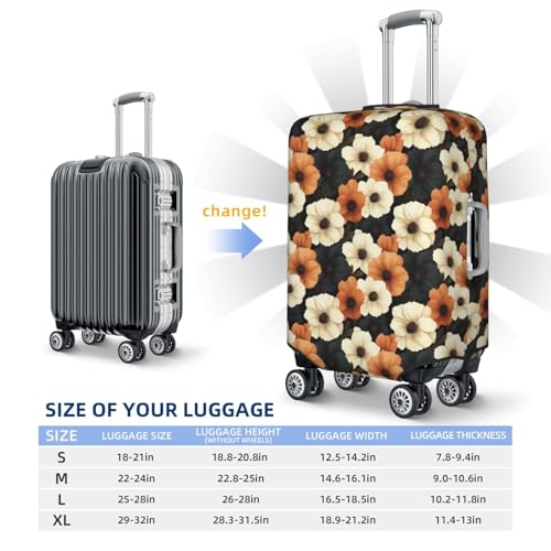 White And Beige Flowers Elastic Travel Luggage Covers Dustproof Scratch-Resistant Suitcase Protector Fit 22-24 Inch4