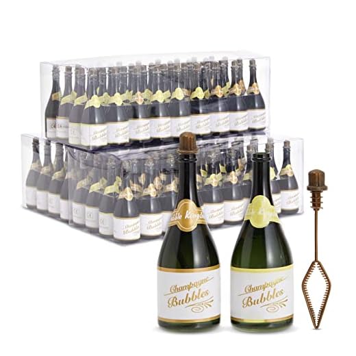 108 Count Small Wedding Bubbles for Guests, Mini Champagne Bottle Design for Bulk Party Favors (22.5 ml)