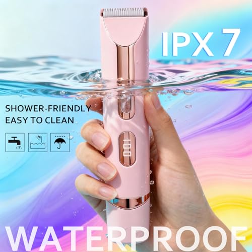 Image of Bikini Trimmer for Women,2-in-1 IPX7 Waterproof Electric Shaver,USB Cordless Painless Electric Razors with LED Display for Legs Bikini Facial Hair Removal, Body Wet&Dry Use Razor Kit for Lady Grooming