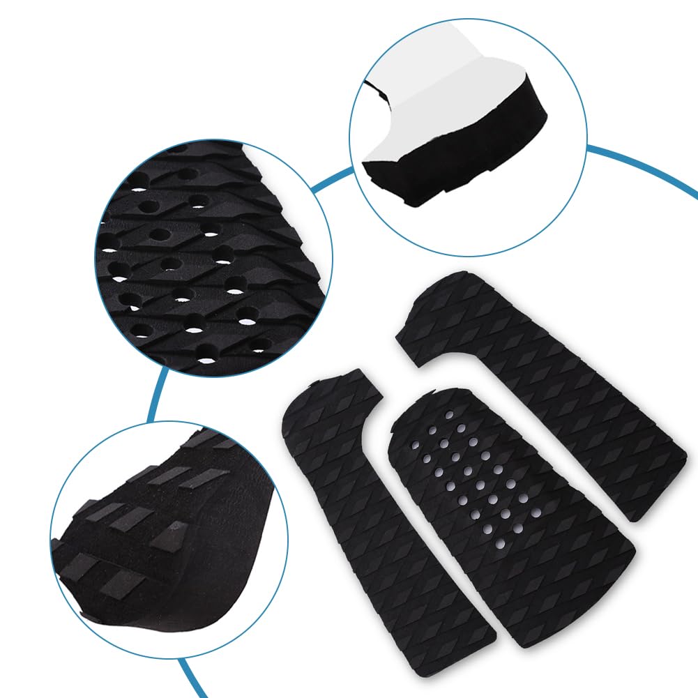 Joyzan Surf Pad Tavola, Antiscivolo Traction Grip Front Deck Trazione da Coda Anteriore Cuscinetti Tappetino Tavole Tailpad Premium Adesivo Longboard Shortboard Fish Board Skimboard Accessorio, Nera