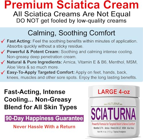Sciatica Nerve Cream - Maximum Strength Comfort Cream for Feet, Hands, Legs, Toes, Back - Natural Ultra Strength Arnica, MSM, Menthol, Soothing Comfort, Large 4 Oz - Image 5