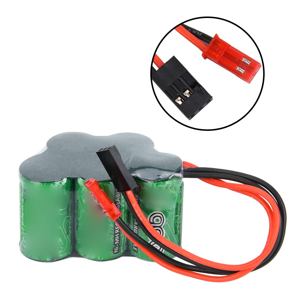 Fabater Batterie de Récepteur NiMH RX 6 V 1600 MAh Trapézoïdale pour Modèle RC, Bloc d'alimentation de Jouet télécommandé avec Prise JST, Paquet Durable Haute capacité 6,0 V (Forme de caractère)