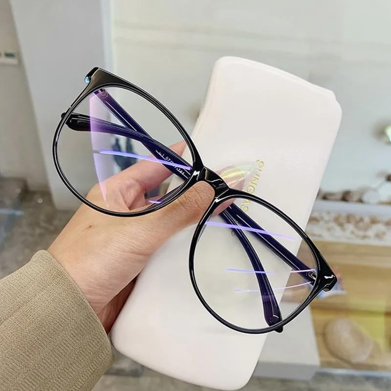 Image of Transparent Computer Glasses Frame Women Men Anti Blue Light Round Glasses Blackout Glasses Optical Glasses Lenses