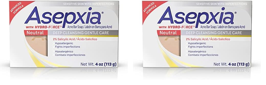 Asepxia Deep Cleansing Gentle Care Acne Treatment Hypoallergenic Bar Soap with Salicylic Acid, 4 Ounce (Pack of 2) Asepxia Deep Cleansing Gentle Care Acne Treatment Hypoallergenic Bar Soap with Salicylic Acid, 4 Ounce (Pack of 2)