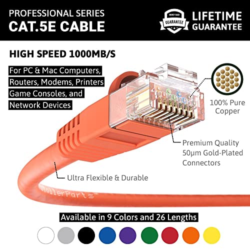 Installerparts (10 Pack Ethernet Cable Cat5E Cable Utp Booted 0.5 Ft - Orange - Professional Series - 1Gigabit/Sec Network/Internet Cable, 350Mhz #TOP1