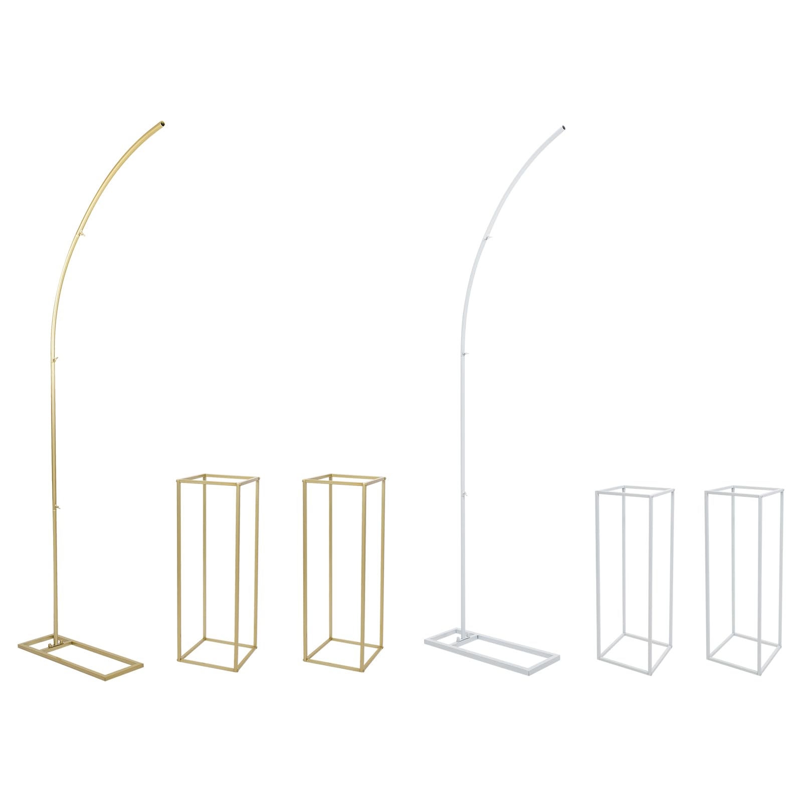 LUNUMAOS Backdrop Stand Tube Kit, 3.3*3.9ft Table Pole Stand, Adjustable Metal Table Arch Stand, Table Clip Stand for Parties and Wedding Photography,White+Golden