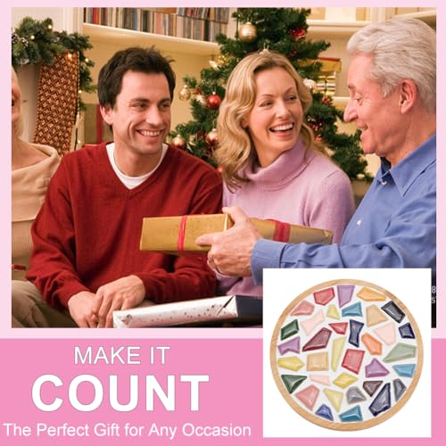 WEBEEDY 3 Sets DIY Ceramic Mosaic Coaster Mosaic Tiles Pieces with Bamboo Coaster,Mosaic Making Kit with Instruction for Adult Beginner,Mosaic Supplies for Coaster Handmade Home Decoration Gift - Image 4