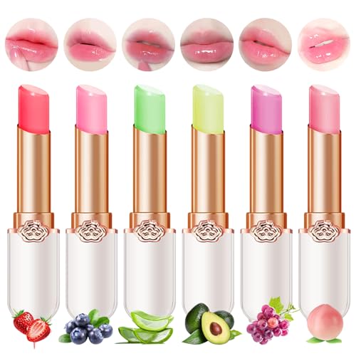 6 Pcs Jelly Lipstick Set, Peach Aloe Vera Strawberry Blueberry