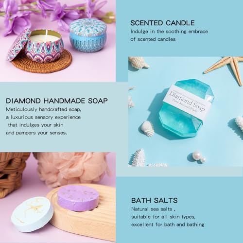 Gifts Basket for Women,Birthday Gifts for Women Friendship Gifts for Best Female Friend Care Package Gifts Blue Gift Box Relaxing Set Unique Mothers Day Gifts with Blanket for Mom,Wife,Sister - Image 6