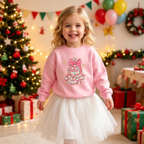 Toddler Girls Cake Bow Christmas Tree Sweatshirts - Image 2
