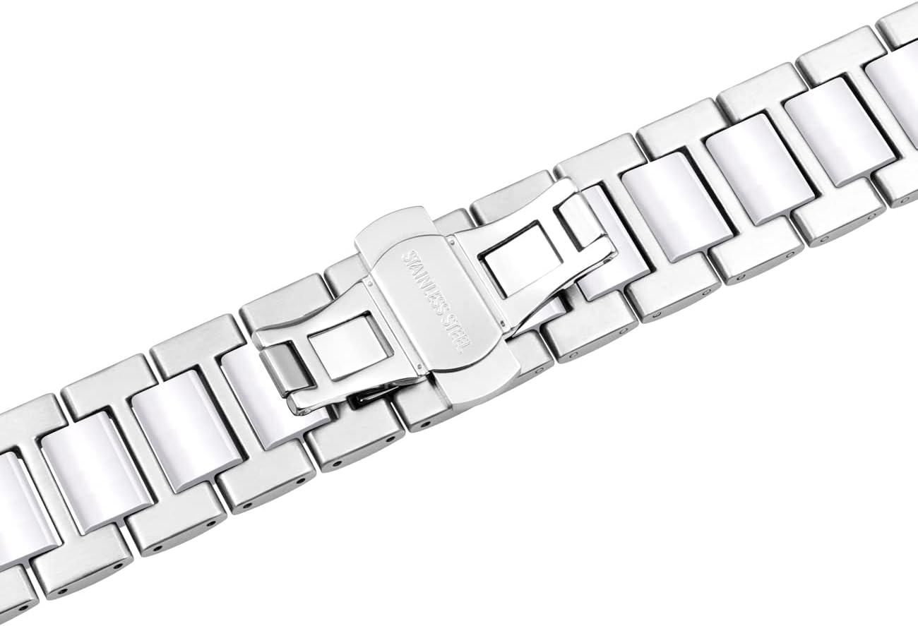 YISIWERA 42mm 44mm 45mm 49mm 38mm 40mm 41mm Ceramic Black White Blue Straps Stainless Steel Silver Rose Gold Watch Band Compatible for Apple Watch Ultra 2 Bands for iWatch Series 9 8 7 6 5 4 3 2 1 SE for Women Men