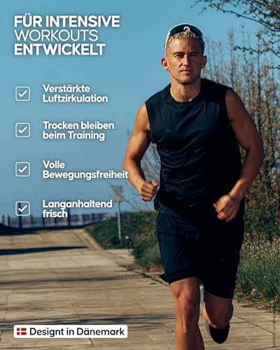 DANISH ENDURANCE Sport Tank Top Herren, 1er & 2er Pack, Mehrfarbig (1xSchwarz, 1xBordeaux), L – Ansicht 3