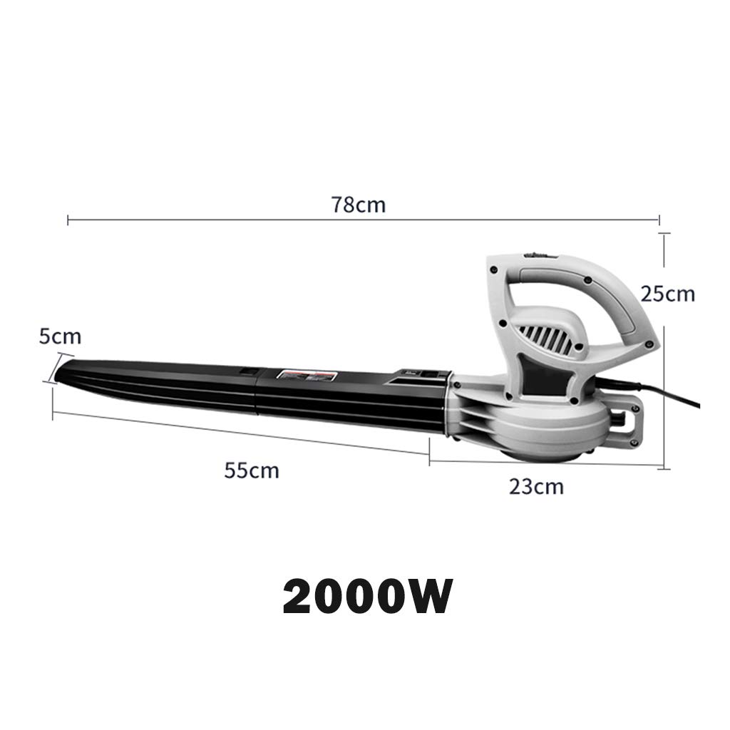 DUNN Soplador de Hojas Profesional, Soplador Eléctrico, Velocidad de Soplado de 260 km/h, Soplador de Hojas Ligero con Cable y Tubo Desmontable, 2000 W, Gris