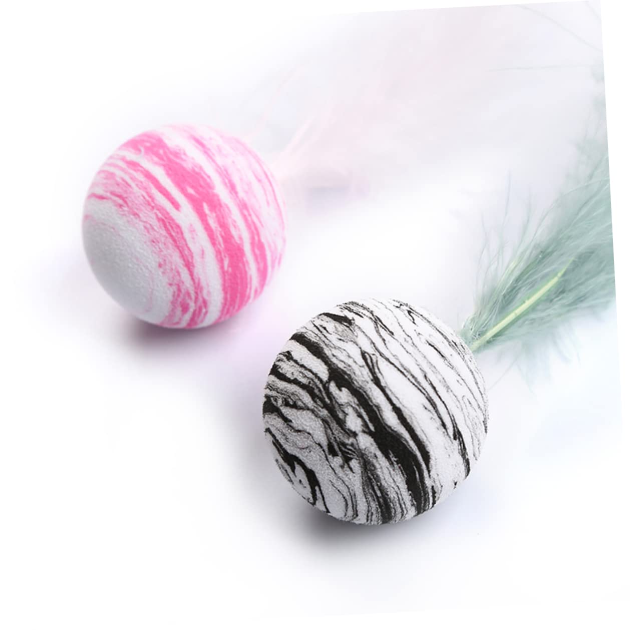 HOLIDYOYO 5pcs Cat Feather Ball Random Design for Kitten Playtime Durable Cat Biting for Engaging Fun and Exercise