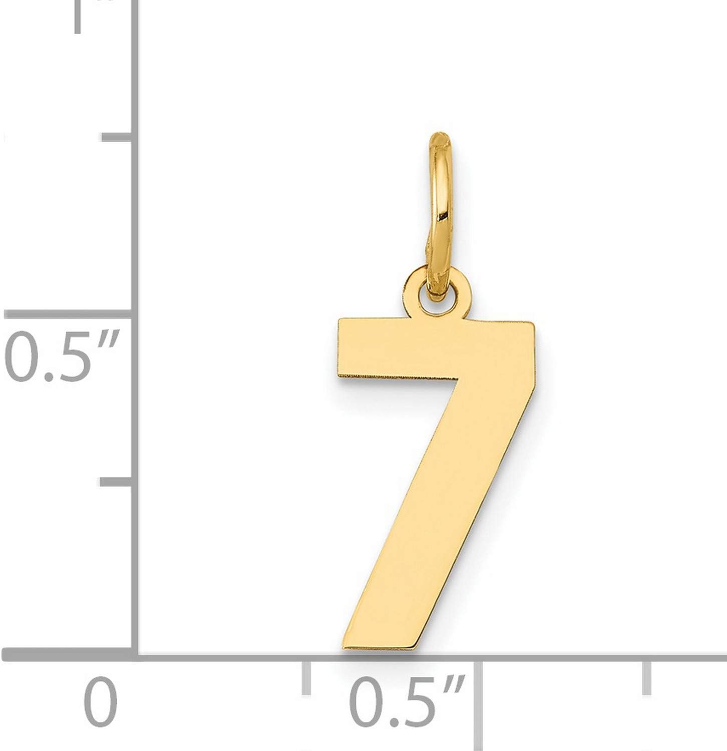 14k Yellow Gold Number 7 Pendant Charm for Necklace or Bracelet, Polished Unisex Numeric Jewelry, Simple Symbolic Seven Design, Lucky Spiritual Gold Jewelry for Men and Women, Minimalist Style