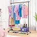 Ekisemio Clothes Rack for Hanging Clothes, 64.25 Inch Clothing Racks with Wheels, Portable Rolling Clothes Garment Rack for Bedroom, Laundry, Living Room, Black
