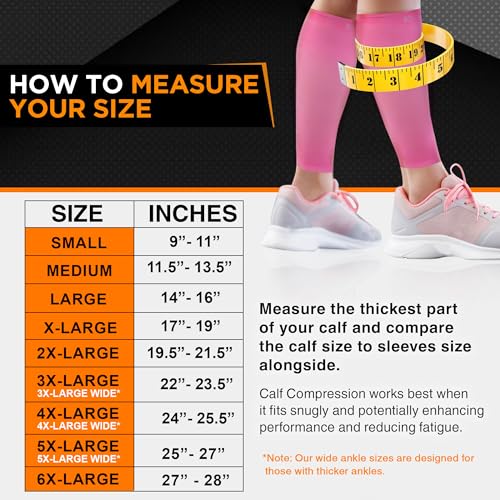 Doc Miller Compression Calf Sleeve for Men & Women – 20-30mmHg Graduated Support for Running, Shin Splints, Calf Strain – Knee High, Small to 6XL Plus Size