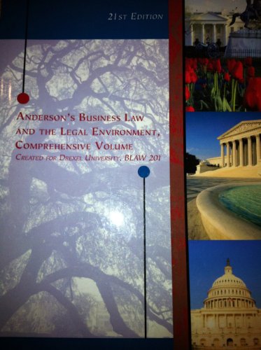 ANDERSON'S BUSINESS LAW...>CUS 1111720533 Book Cover