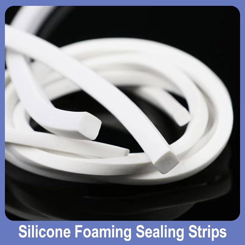 Striscia di Guarnizione in Schiuma di Silicone, Striscia di Tenuta in Spugna Gomma siliconica Quadrata Bianca da 10 m, Dimensioni Multiple for Porte finestre(3mm x 20mm)