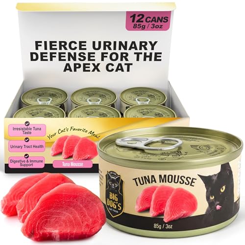 BIG DOGS CAT FOOD - Wet Cat Food Urinary Tract Premium Tuna Pate Taurine & Omega 3 High Protein Seafood for Cats 3 Oz Cans 12 Pack
